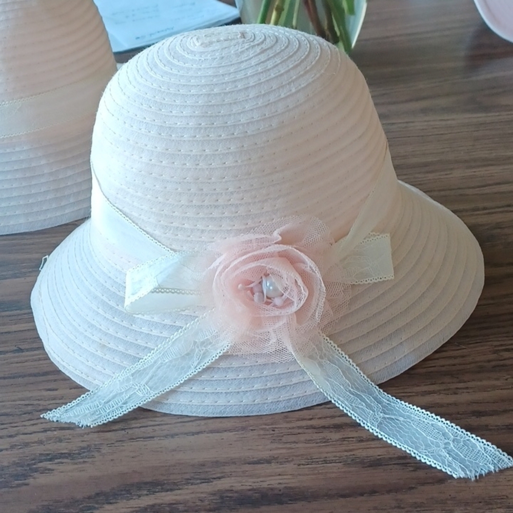 Organza and Lace Hat, pale pink